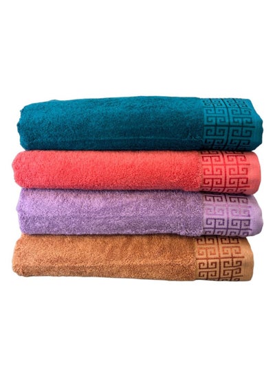 Buy 4 Piece Bath Towel Set - 500 GSM 100% Cotton Terry - 4 Piece Bathroom Towel Set - Quick Dry - Super Absorbent 70x140 cm in Saudi Arabia