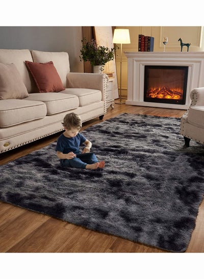 Buy Fluffy Soft Area Rugs for Bedroom Living Room Black&Gray  Rugs  Carpet for Kids Room, Throw Rug for Nursery Room Fuzzy Plush Rug for Dorm, Luxury Home Rugs in Saudi Arabia