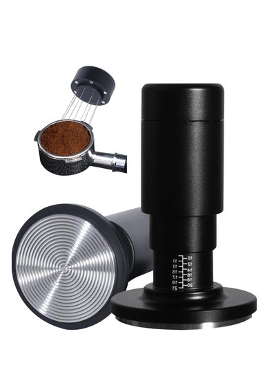 Buy 2 in 1 Coffee Tamper, 51mm Stainless Steel Needles, Espresso Coffee Tamper Spring Loaded, Stainless Steel Ground Espresso Tamper, Set for Barista Coffee Accessories Aluminium Handle in UAE