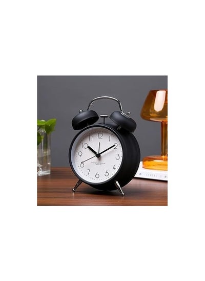 Buy Old Fashioned Alarm Clock with Backlight, Retro Non-Ticking Desk Clock (Black) Large Size in Egypt