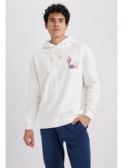 Buy Man Boxy Fit-Nba Hooded Long Sleeve Knitted Sweat Shirt in Egypt