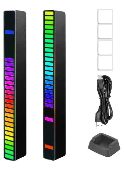 اشتري 2 Pack RGB Sound Pickup Light,32 Beads Wireless Voice-Activated Music Rhythm Light Bar,Colorful LED Ambient Light Audio Spectrum Light for Car Gaming PC TV في الامارات