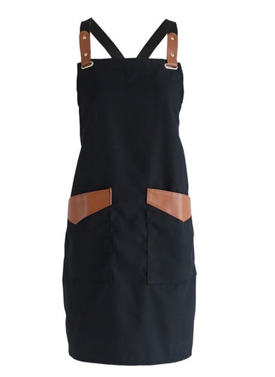 Buy Work & Kitchen Apron With Two Pockets Dark Black in UAE