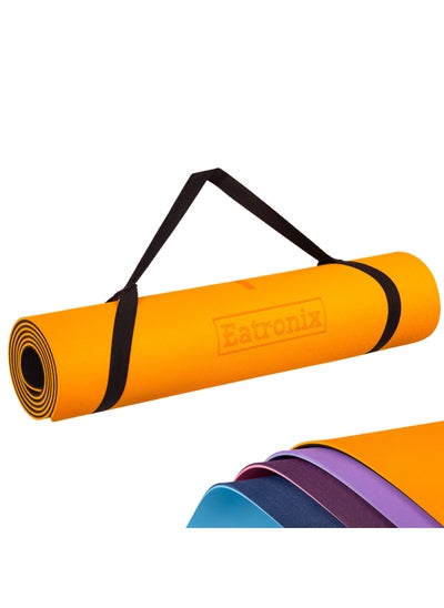 Buy Yoga Mat Non-Slip with Printed Lines - 183 x 61 cm, 0.6 mm Thickness - TPE Double Layer Fitness Mat for Yoga, Pilates, Exercise - Eco-Friendly Workout Mat for Home or Gym in UAE