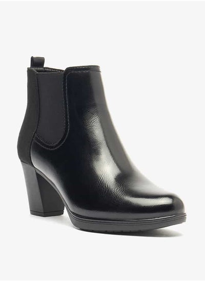 Buy Women Solid Ankle Boots with Zip Closure and Block Heels in UAE