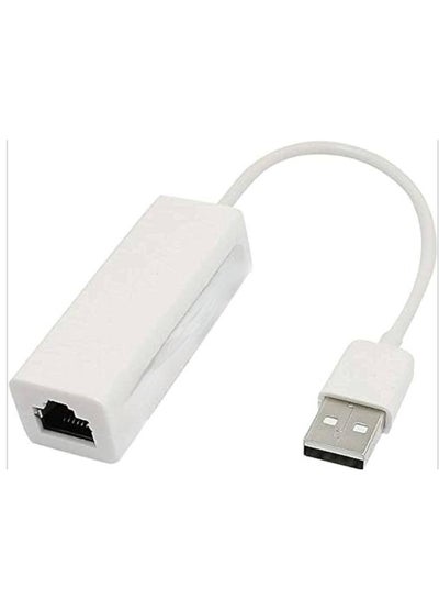 Buy USB 2.0 To RJ45 Network LAN Adapter Card White in Egypt