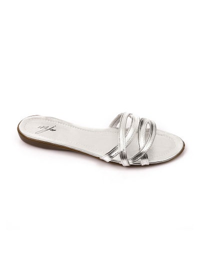 Buy Slip On Casual Metallic Cut Out Slippers - Silver in Egypt