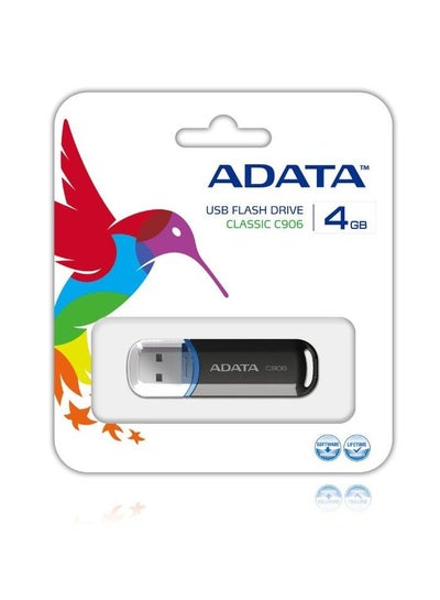 اشتري محرك أقراص فلاش USB صغير الحجم ADATA C906 | 4 جيجا | أسود | نقل بيانات خفيف الوزن وسريع في الامارات