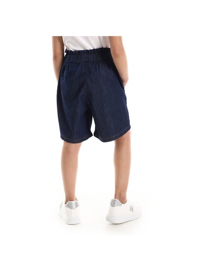 Buy Dark Blue Girls Jeans Shorts With Ribbon in Egypt