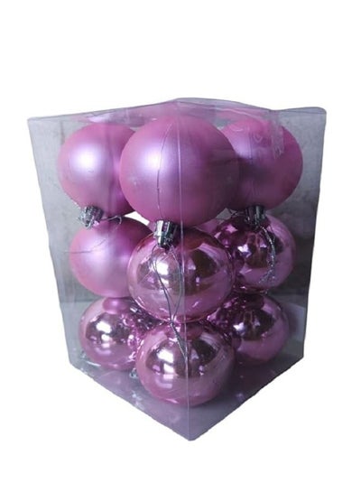 Buy 12pcs 6cm Modern Christmas Tree pink Balls Ornaments Christmas Wedding Party Hanging Ornament Christmas Decoration in Egypt