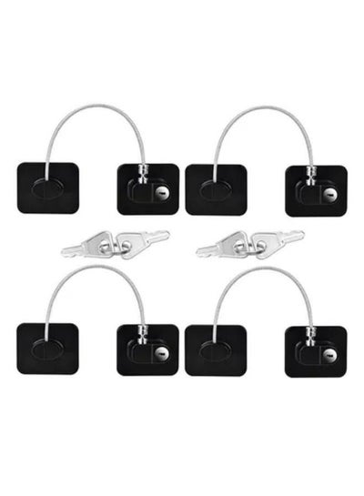 Buy Pack of 4 Child Safety Cable Fridge Window Lock With Key Set in Saudi Arabia