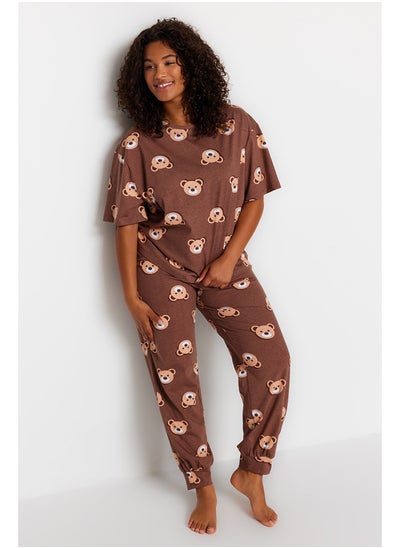 Buy Brown Teddy Bear Pattern Knitted Pajamas Set TBBAW23AI00039 in Egypt