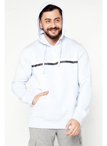 Buy Men Brand Logo Hooded Fleece Sweatshirt, Baby Blue in Saudi Arabia