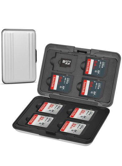 اشتري Memory Card Storage Case, Aluminum Shock Resistant Carrying Box, 8 Slots for SD SDHC MMC Micro SD TF Cards في السعودية