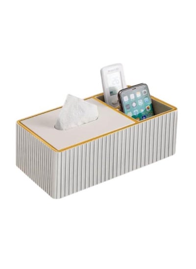 اشتري PU Leather Tissue Box Cover Holder Multifunctional, Napkin Holder, Modern Facial Tissue Pumping Paper Decorative Tissue في الامارات