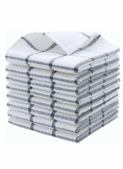 Buy Cotton Grid Dish Cloths, Terry Cleaning Rags, 12 x 12 Inches, Light and Soft, Quick Drying Dish Rags 8Pieces in UAE