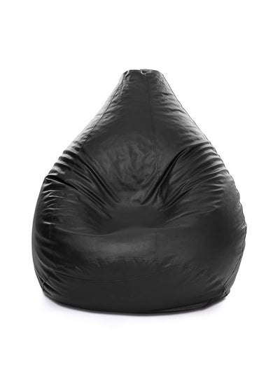 Buy XL Faux Leather Multi-Purpose Bean Bag With Polystyrene Filling Black in UAE