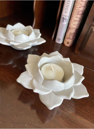 Buy Candle holder decorative modern lotus flower shape / 2 pcs in Egypt