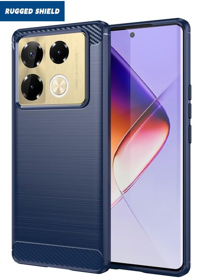 Buy Infinix Note 40 Pro/40 Pro+ Case Cover, Brushed Carbon Fiber Texture, Flexible TPU Shockproof Military Protection Bumper Phone Case, Slim Back Cover for Infinix Note 40 Pro/40 Pro+ 5G, Blue in Saudi Arabia