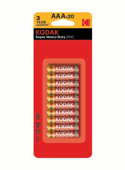 Buy Kodak Super Heavy Duty Zinc AAA Batteries - 20 Pcs in UAE