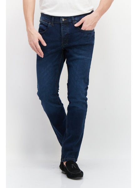 اشتري Men Slim Fit Plain Stretchable Jeans, Blue في الامارات