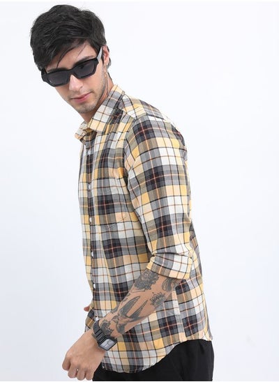 Buy Tartan Checked Slim Fit Shirt with Long Sleeves in Saudi Arabia