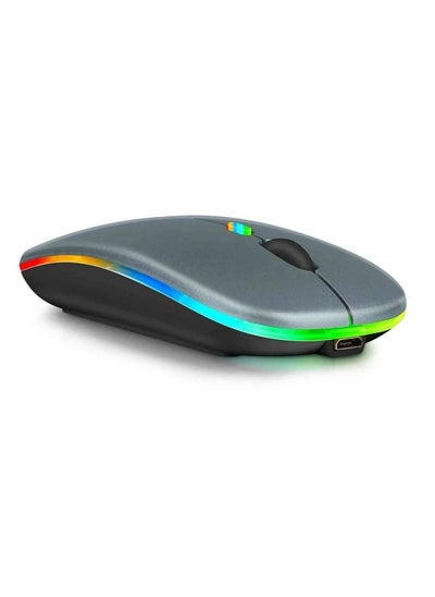 Buy Rechargeable Wireless Bluetooth mouse with RGB light , long life stable USB transmission distance of 10m - Grey in Egypt