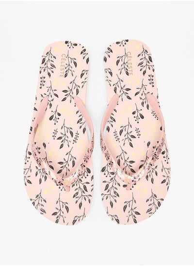 اشتري Womens Floral Print Slip-On Thong Slippers في الامارات