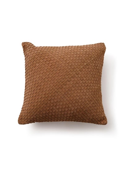 Buy Cuba Leather Filled Cushion 50X50Cm - Camel in UAE