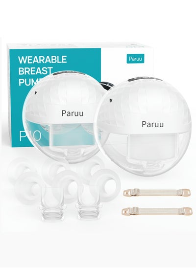 اشتري P10 Hands-Free Breast Pump Wearable, 338mmHg Strong Suction, Low Noise, 4 Modes & 9 Levels, Electric Breast Pump Portable, Smart Display, 19/21/24/28mm Insert Accessories, 2 Pack في الامارات