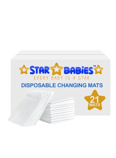 اشتري Star Babies Disposable Changing mat Large (45 x 60cm) Pack of 21 - White في الامارات