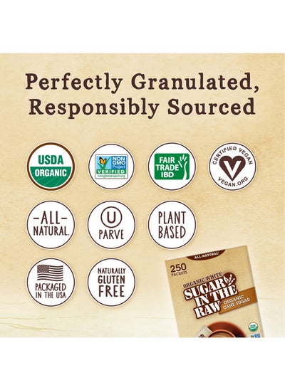 اشتري Sugar In The Raw Organic Granulated White Premium Cane Sugar, No Added Flavors or erythritol, Pure Natural Sweetener, Hot & Cold Drinks, Coffee, Tea, Vegan, Gluten-Free, Non-GMO, Bulk Sugar, 250 ct packets (2-Pack) في الامارات