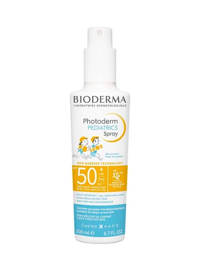 Buy Photoderm Pediatrics Spray Spf50+ Sunscreen Baby And Children Skin 200Ml in UAE