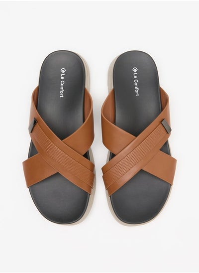 Buy Men Cross Strap Slip-On Sandals in UAE