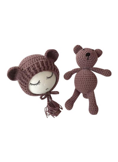 Buy Crochet Knitted Hat And Bear Toy Set in UAE