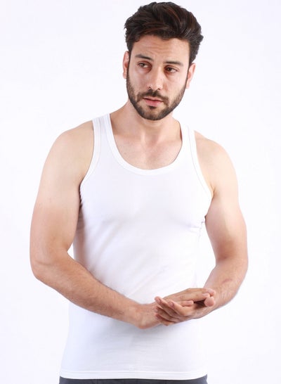 Buy Masters For Men Tank Top Cotton Stretch - White in Egypt