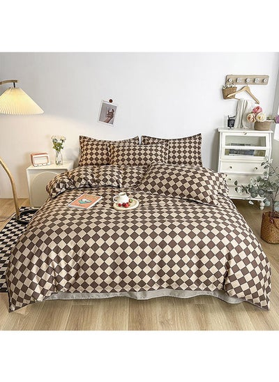 Buy 4-Piece Bedding Set Microfiber Soft Quilt Set with 1 Quilt Cover, 1 Flat Sheet and 2 Pillowcases 2.2m Bed（220*240cm） in UAE