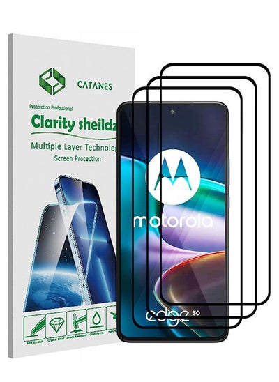 Buy 3 Pack For Moto Edge30 Screen Protector Tempered Glass Full Glue Back in UAE