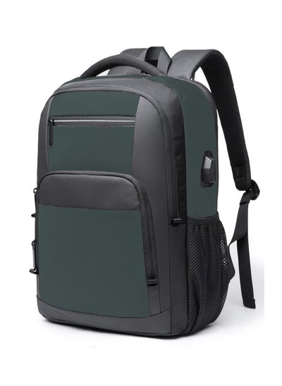 اشتري Bag New Large Capacity 15.6/17 inch Daily School Backpack USB Charging Women&Men Laptop Backpack Outdoor Travel Backpack-Green في مصر