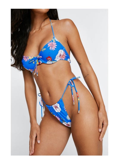 Buy Recycled Floral Underwire Tie Front Bikini Set in UAE