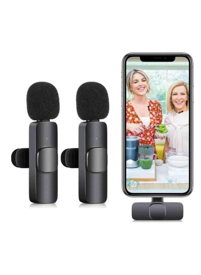 Buy Wireless Microphone Lavalier Microphone 2 in 1 for iPad YouTube Facebook Live Streaming Vlog Audio Recording Cordless Mini mic with noise reduction and Plug-Play- Bluetooth in UAE