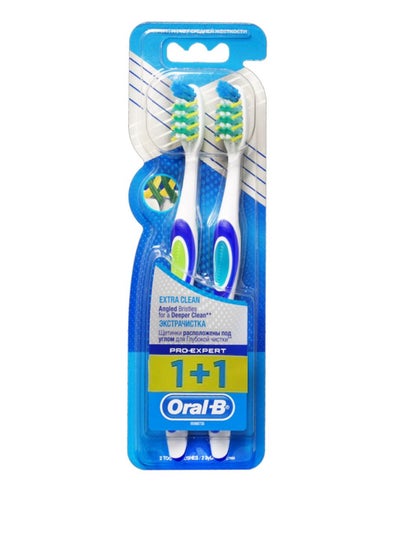 Buy Extra Clean Medium Soft Toothbrush Set of 2 Multicolour in Saudi Arabia