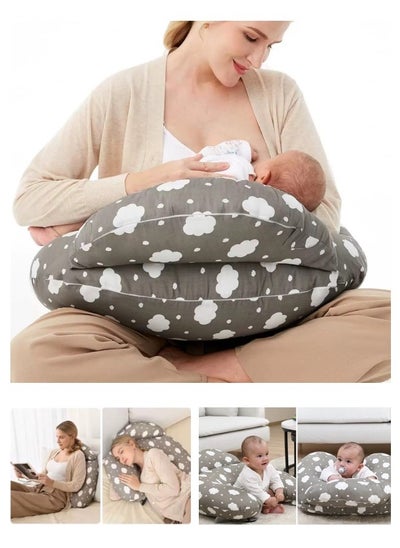 Buy Nursing Pillow Breastfeeding, Original Plus Size, With Adjustable Waist Strap, Removable Cotton Cover, More Support For Mom And Baby Grey in Saudi Arabia