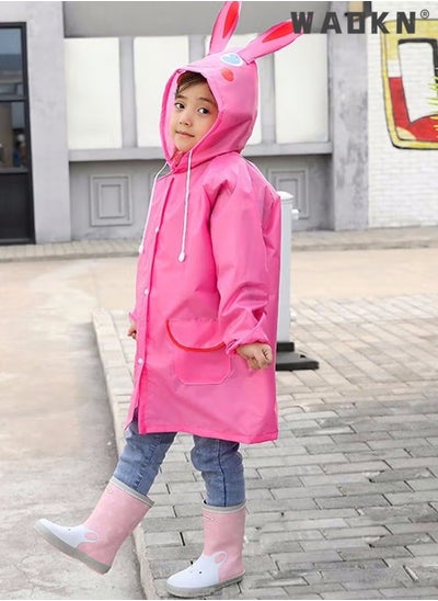 Buy Children's raincoats, Cartoon Kids Rain Jacket, Blue Car Girls Hooded Rain Poncho Outdoors Kids Transparent Raincoat Student Rain Suit Waterproof Durable Windbreaker (Pink Rabbit) in Saudi Arabia