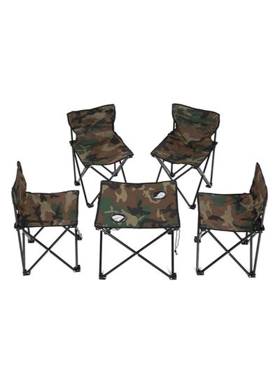 Buy Camping Table and Chairs Set, Folding Table and Chair, Outdoor Camping Picnic Table with 2 Cup Holders, Convenient to Carry and Store, Green in Egypt