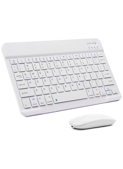 اشتري Ultra-Slim Bluetooth Keyboard and Mouse Combo Rechargeable Portable Wireless Keyboard Mouse Set for Apple iPad iPhone iOS 13 and Above Samsung Tablet Phone Smartphone Android Windows في الامارات