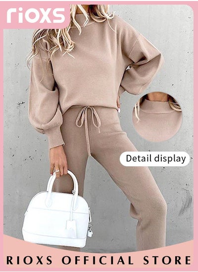 اشتري Women's 2 Pieces Long Sleeves Track Suits Daily Casual Jogger Outfits Loose Pullover Sweatshirt and Jogging Pants في الامارات