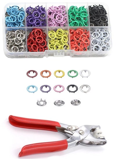 Buy 100-Piece Round Metal Ring Button Set With Fastener Installation Tool Multicolour in UAE