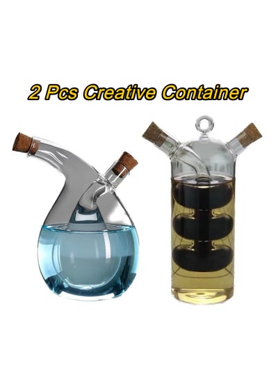 Buy 2 Pieces Creative Bottles Sauce Seasoning Box glass Condiment Dressing Containers in UAE