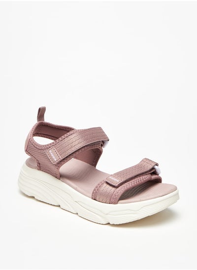 Buy Women's Textured Sandals with Hook and Loop Closure in Saudi Arabia